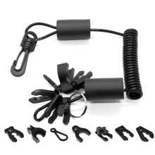 Universal Boat Lanyard - Comes With 7 Keys And Key Rings - Floats On Water, Kill Switch Cords For Watercraft, Jet Skis, And Outboard Engines (Red/Blue/Black)