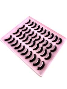 HBZGTLAD 20 Pairs Fluffy Crossed Extra-Long Blooming Faux Mink Lashes, Natural Looking 3D Handmade Reusable False Eyelashes Variety Pack - 黑色 - 查看 3