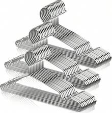 30 Ganchos para Ropa de Acero Inoxidable - Perchas Sólida 42 CM con Ranura en U Metal Espesar Que Resistente Ligero y Duradera para Ropa Pants Ahorro de Espacio Perchas para el Hogar para Adultos(30) - 30 - Ver 4