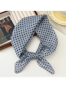 紧致波点58cm棉麻小方巾系列，女士百搭波点装饰围巾头巾护颈小围巾披肩 - 彩色 - 查看 17