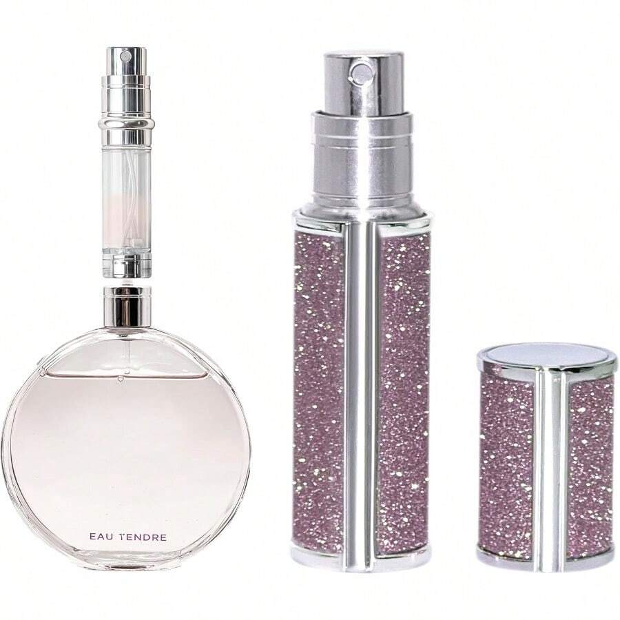 Vaporizador de perfume AE00PK con estilo de diamante con brillo, botella de perfume rellenable, portátil y a prueba de fugas, apto para mujeres y hombres, para viajes y regalos, de 5ml, color rosa brillante