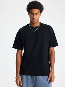 Comfort Color T-Shirt Adult Heavyweight Short Sleeve Solid Essential Tee Summer Causal, Style G1717,1pcs - 黑色 - 查看 1