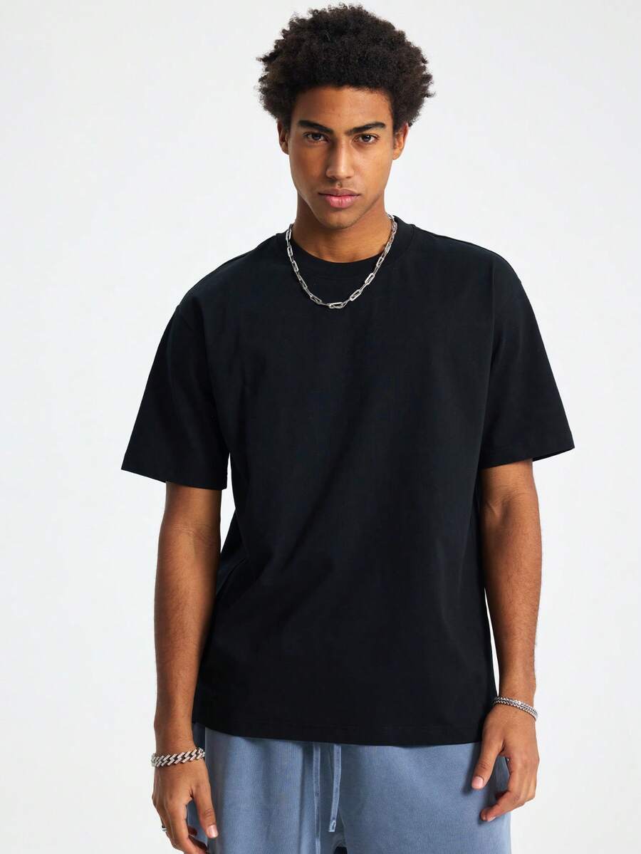 Comfort Color T-Shirt Adult Heavyweight Short Sleeve Solid Essential Tee Summer Causal, Style G1717,1pcs - 黑色 - 查看 1