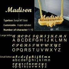 Individuell gefertigter glänzender zweischichtiger Namensketten- und Ohrringset, personalisierte Boho-Stil Bambusknotenohrringe, mattierte Edelstahl-Buchstaben-Herzform-3D-Paar-Halskette, Muttertagsgeschenk, bleibendes Geschenk für sie