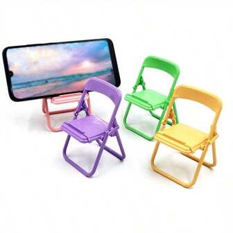 5pcs Creative Foldable Mini Chair Desk Phone Stand, Macaron Color Stool Holder, Portable Slouchy Bracket, Gift For Friends, Family, Back To School, Festival