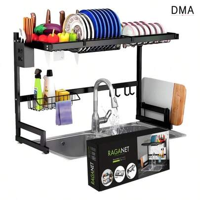 DMA Escurridor De Trastes Platos Fregadero Organizador Cocina elevado 1 nivel, Escurridor grande para la cocina,