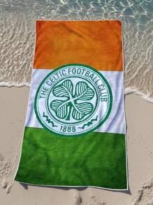 Fußballverein Celtic Beach Handtuch - Oversized irisches Trikolore Flaggen Design mit grünen Streifen & Emblem, schnelltrocknend sandresistent leichtes Polyester für Schwimmen, Camping, Reisen - perfekt für Fans, Schwimm-Accessoire | Moderner Stil | Sandresistentes Material, Strandaccessoires Strandnotwendigkeiten