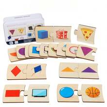 早教木制配对玩具套装，动物、形状、食物配对益智棋盘游戏，适合3-6岁儿童，生日、返校、圣诞节和新年礼物