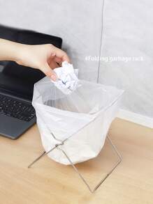 1pc/2pcs Stainless Steel Foldable Trash Bag Holder & Cleaning Cloth Rack, Kitchen Waste Bin Organizer