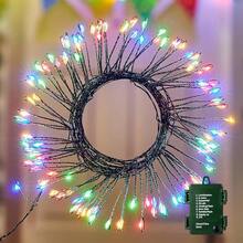 New Fairy Lights Battery Operated, 10 FT 120LED Twinkle Firecracker String Lights  8 Lighting Mod & Timer, Waterproof Cler Light For DIY Outdoor Wreath Wedding Christmas Dration, Multicolor - 多色 - 綠線 120 個 LED - 查看 1