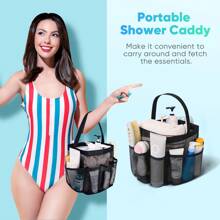 1pc Mesh Shower Caddy Basket Portable For College Dorm Room Essentials,Portable Bathroom Organizer For Travel,Shower Caddy Dorm With 8-Pocket Large Capacity,Shower Bag For Beach,Swimming,Gym