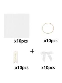 白色/粉色薄纱DIY礼品袋，婚礼回礼袋，派对回礼袋，桌面装饰，适用于婚礼招待会、新娘送礼会、主题派对 - 彩色 - 查看 12