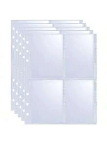25 Packs 100 Pockets 6 Ring A5 Binder Sleeves, 2.5x3.5" Photocard Sleeves, Double-Sided 4 Pocket Page Protector, Ultra-Clear Trading Card Sleeve Sheets,Back To School,School Supplies
