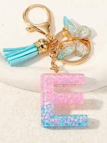 A Creative Keyring With Sequins And Crystal Resin Featuring English Letters, Perfect As A Pendant For Children's Bags Or As A Keyring Accessory For Girls' Bags. - Multicolor - View 9