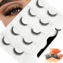 5 Pairs Cat Eye Lashes C Curl Eyelash Extensions, Self-Adhesive Lash Kit Without Glue, Comes With Tweezers For Easy Application, Features Warm Sensitive Glue Strips, Non-Irritating Lashes, Natural Lengthening & Volumizing Look, Suitable For Daily Wear, Dates, Cosplay, Lash Extension Tool, Popular Beauty Makeup Product For Women, Home Use - fox eye lashes - View 9