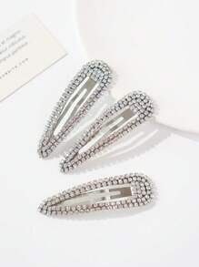 3 Stück Modische, elegante und vielseitige Haarklammern mit Diamantdekor für Damen, Seitenpony- und abstehende Haare Klemmklammern, Haarspangen