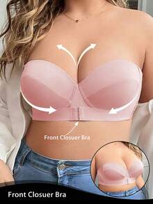 Modischer Unterbügel-BH für Damen in Große Größen - Pink - Übersicht 4