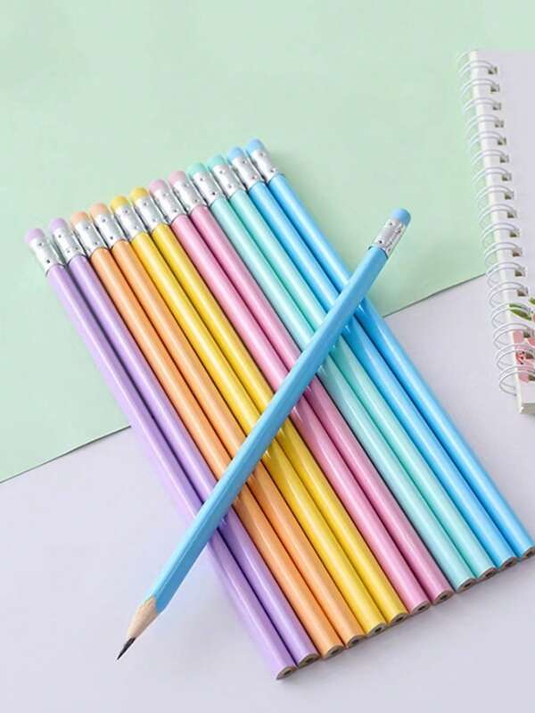 3/7 قلم رصاص خشبي بألوان الماكرون، قلم رصاص مثلث بسيط محمول HB، لأغراض التصحيح والرسم والتخطيط والمسح
