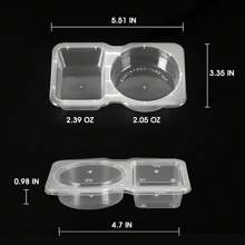 5/10/20 Pcs Double Compartment Condiment Container With Lid Double Compartment Snack Containers Double Compartment Snack Containers For To-Go Sauce, Sampling, Travel Snack (Transparent)