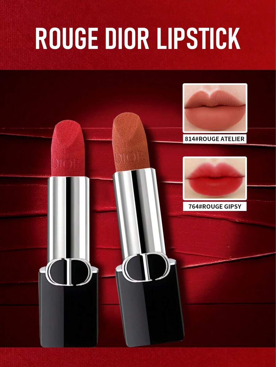 Christian Dior Dior Rouge Dior 唇膏 764 Rouge Gipsy Velvet Finish 颜色 3.5g/0.12 盎司 | 高冲击色彩和奢华效果 | 持久耐用 | 鲜艳色素沉着 | 缎面和哑光质地 | 保湿配方 | 完美适合日夜妆容 | 标志性奢华唇彩