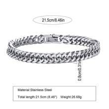 1 pieza Brazalete de acero inoxidable de 8 mm para hombres, estilo grueso, regalo de joyería poderosa para hombres y niños, longitud de 21,5 cm