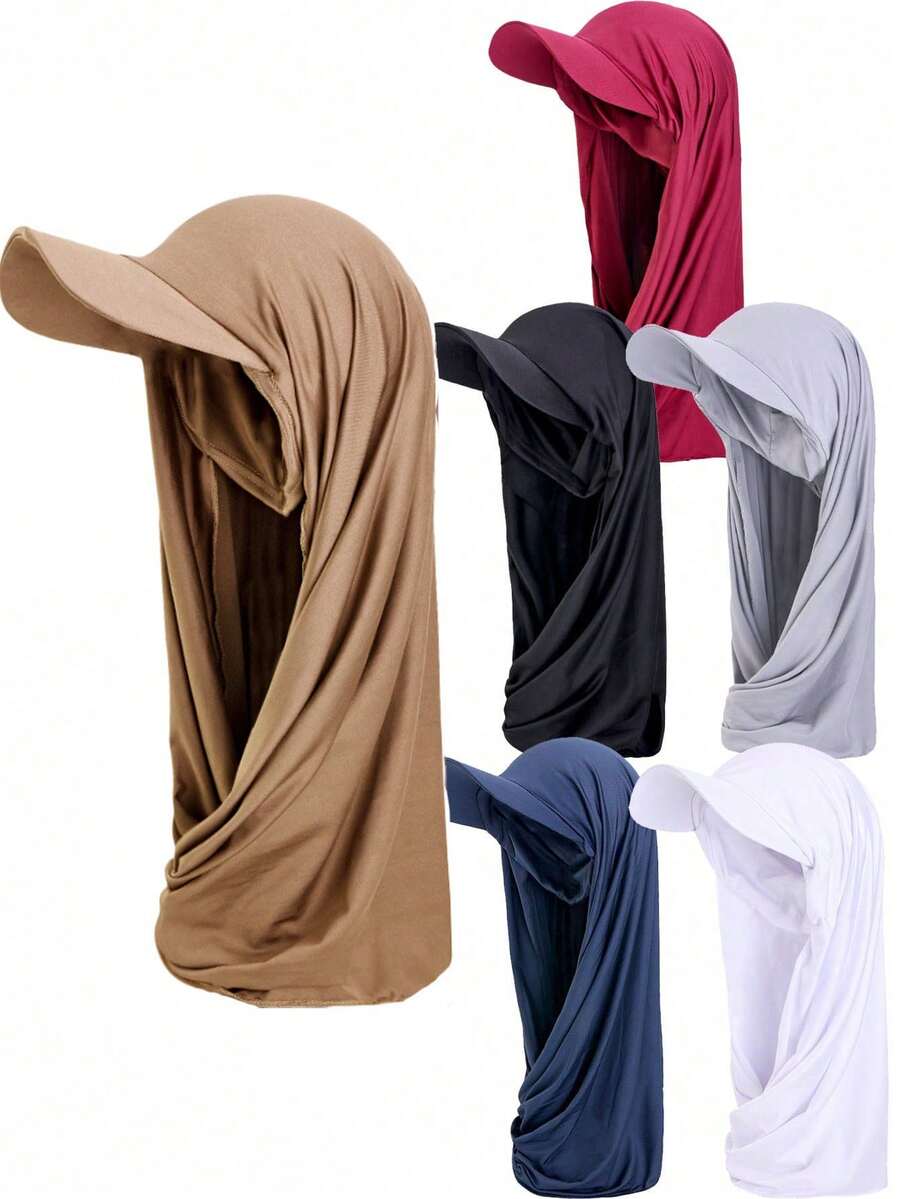 1件装女士宽檐头巾帽，围巾一体式帽子，适合日常佩戴，可作头发、睡眠帽、睡帽等。 - 純色 - 查看 1