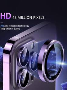 金属钢化玻璃相机镜头保护膜，兼容 15 Pro Max、14 Plus、13 Mini、15 Pro、14 Pro，有效保护手机，是生日、送给家人、朋友的理想礼物。合金金属材质，全覆盖钢化玻璃，防水、防震、防摔、防刮、防指纹。 - 紫色 - 查看 3