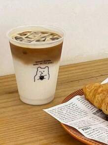 1/2pcs 700ml Or 470ml PP Coffee Cup, Portable Cartoon Straw Cup, Ice Coffee Cup, Couple Water Bottle Back To School