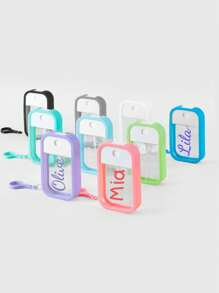 1pc Card Spray Bottle With Customizable Name 50ml Silicone Sleeve Alcohol Disinfection Liquid Perfume Square Oral Spray Bottle Cosmetics Sub-Bottle Simple Portable Travel Sub-Bottle
