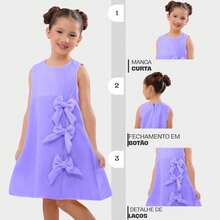 Children's Dress Blogger Elegant Charming Girl Details In Bows On The Sides Fashion Look Light Perfect Comfortable Sophisticated Party Outing Gift Usual Fashion Comfortable Mini Diva Loose  Delicate Versatile Practical Photo Shoot Fashion Skirt Flared - 紫丁香色 - 查看 2