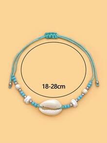 LORRILIA 12 Pcs Bohemian Mexican Beach Surf Shells Rice Beads Braided Bracelets Charms Hand Rope Gifts For Girls Wholesale Jewelry Family Sharing Set - Multicolor - View 3