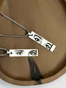 1件定制简约个性化雕刻眼睛照片项链 不锈钢定制眼睛项链 宠物纪念项链 定制礼物眼睛项链 朋友项链 手工项链 定制项链 周年纪念礼物 个性化礼物 母亲节礼物 女友礼物 简约项链 生日礼物 结婚礼物 纪念礼物 定制雕刻眼睛项链，黑色、银色、金色，时尚、彩色、复古、简约、男女皆宜、休闲、可爱、定制、永恒之爱 - 照片項鍊 - 查看 2