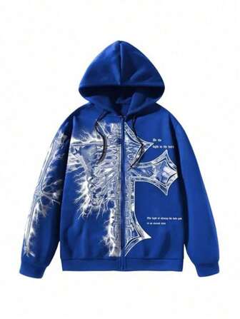 New Cross Element 3D Digital Printing Hooded Sweater Men's And Women's Retro European And American Zipper Sweater