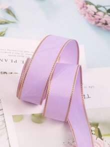 2 piezas de cinta de regalo de hilo dorado y lila claro de 2,5 cm de doble cara, accesorios de ropa, decoración de floristerías, embalaje de flores para cumpleaños, bodas, fiestas y decoración de regalos - Multicolor - View 7