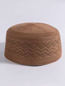 1pc Embroidery Ramadan Prayer Cap For Men, Adjustable, Breathable Knit Kufi Hat, Suitable For Praying, Ramadan, Traditional Wear - C - View 11