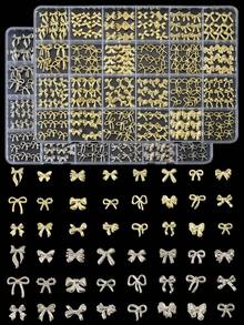 Silver Bow Nail Charms, 3D Alloy Bow Bowkont Nail Art Charms, Silver Bows Nail Art  For  Nails, Silver Bows Nail Art Charms, Bow Nail Jewelry For Nails DIY Y2K Kit