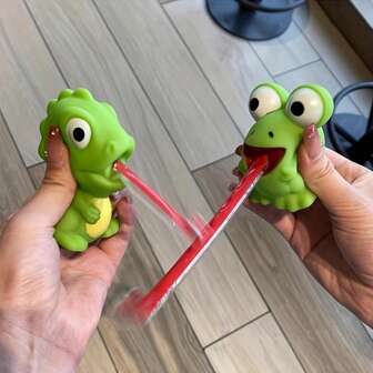 1Pc Squeezable Screaming Tongue-Out Frog Or Dinosaur – Soft Sensory Toy For Babies, Cute Cartoon Design, Infant Stroller Toy, Baby Shower Gift