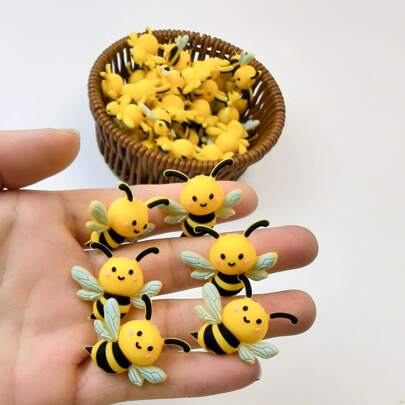 5pcs 3D Silicone Bead Focus Beads Cute Bee Animal DIY Pen, Phone Chain, Keychain, Craft Making Materials