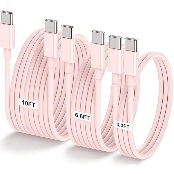 USB C To Type C Charger Cable,[3.3FT/6.6FT/10FT] Long Type C Fast Charging Data Cable,USB-C Power Cord Compatible With IPhone17 16 15 Pro Plus Pro Max,Compatible With Samsung Galaxy S25 S24 S23 S22,IPad Pro/Air And More,Phone Charger Cable