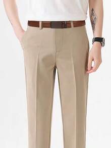 1/2pcs Men's Genuine Leather Ratchet Belt With Automatic Alloy Buckle - Business Style, Micro-Adjustable 1 2/6" For Dress Pants, Second Layer Cowhide - DL84DP85 - View 5