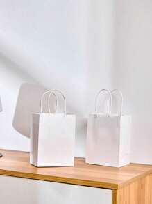 2pcs/6pcs/ Mini Gift BagsSmall White Gift Bags With HandlesBulk Gift Bags For Weddings, Parties, Retail PackagingRecyclable White Paper Shopping Bags