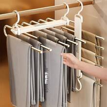 1pc High-Quality Folding Pants Rack - Multi-Layer, Space-Saving Plastic Pants Hanger With Anti-Slip Handle, Suitable For Home, Clothes Rack, Clothes Clips, Invisible