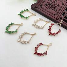 1 pieza/2 piezas/4 piezas Colgante con forma de rombo enchapado en latón vintage con circonita cúbica, suministros de artesanía de joyería DIY para pendientes