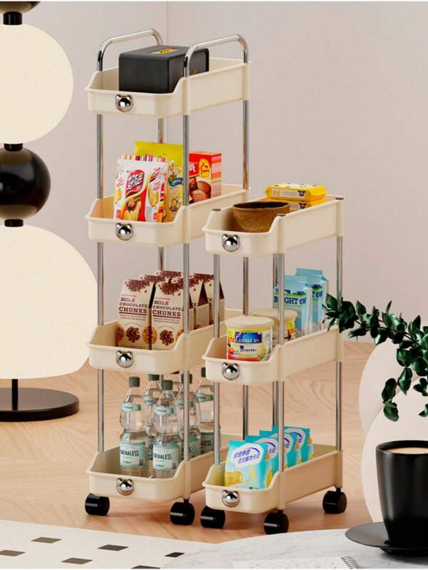 Utility Cart Organizer Rack, Multi-Tier Wheeled Storage Shelf For Snacks, Daily Necessities, Bathroom, Entryway