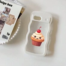 A Mobile Phone Case With A Chic Wave Silhouette And Cute Cupcake Design - White - View 1