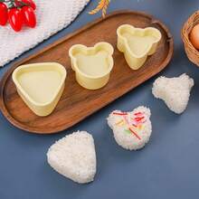 7pcs Yellow Rice Ball Mold Set, Triangle Sushi Rice Mold - Yellow - View 4