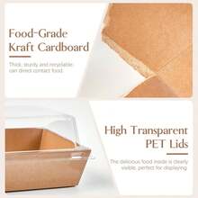 50 Pack 5 Inch Paper Charcuterie Boxes With Clear Lids, Square To Go Cake Slice Containers Small Kraft Bakery Boxes For Dessert, Cookies, Sandwich, Strawberries (Brown) - màu nâu - Xem 5