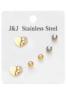 1 Pair Colorfast Infinite Symbol Animal Hollow Crystal Stud Earrings, Elegant Jewelry Set For Women