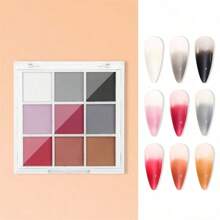 Kit de polvos de inmersión para uñas de 9 colores con pinceles - Juego de manicura degradada de larga duración para el verano | Suministros de arte de uñas DIY de calidad de salón