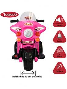 Joykoo Electric Ride-On Motorcycle For Kids With Lights And Sound, 6V Rechargeable Battery - Pink - View 3